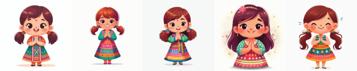 Indian female student gestures namaste