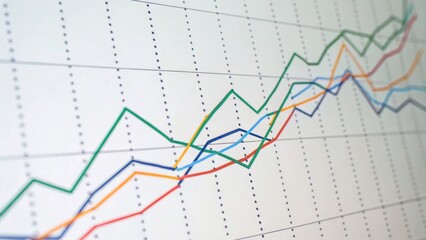 A close-up of a line graph with multiple colored lines, illustrating data trends and changes over time.