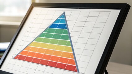 A colorful triangular chart displayed in a frame, showcasing data analysis with a gradient from blue to red.