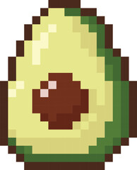 Pixel Art Illustration of Avocado Half