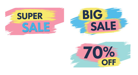 Modern sale banner design with colorful brush paint strokes and bold typography, perfect for fashion, online shop, and marketing promotions