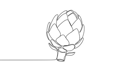 Line art illustration of an artichoke vegetable  