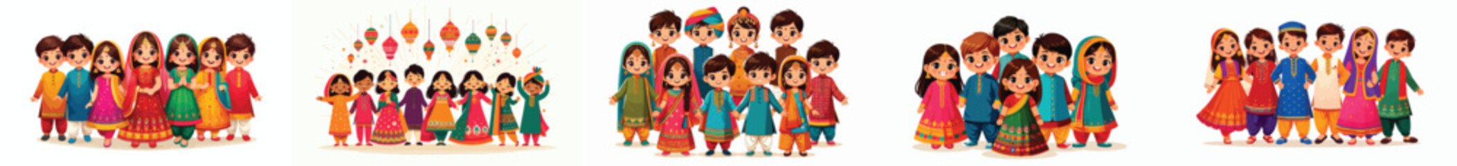 Indian children standing happily on Indian Children's Day