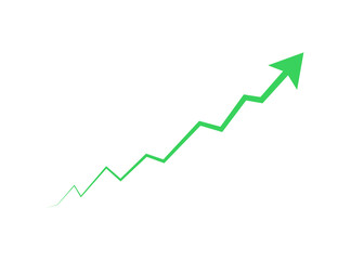 Green Upward arrow showing business progress chart symbol PNG