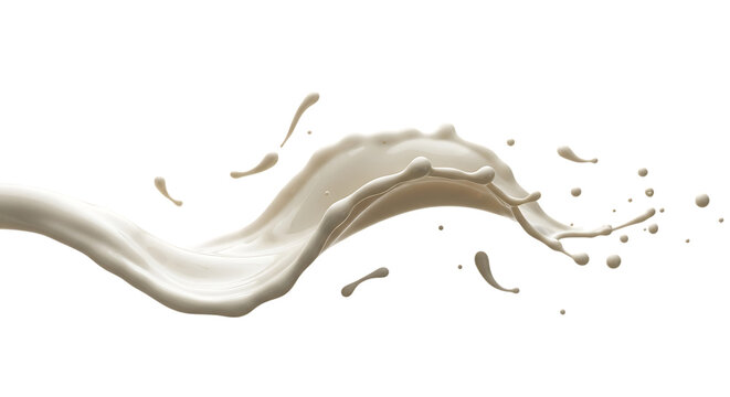 Elegant milk splash isolated on transparent background, capturing the smooth texture and creamy richness of dairy in motion, perfect for illustrating concepts of nutrition, indulgence, and purity, wit
