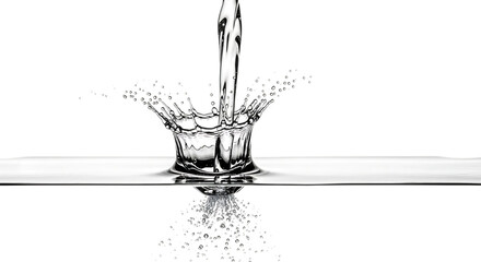 A dynamic water splash creating a crown shape, isolated on transparent background, capturing the elegance and power of liquid in motion, perfect for illustrating purity, refreshment, and the beauty of
