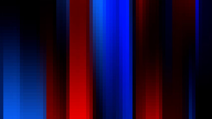 Abstract vertical stripes of red and blue light create a dynamic background