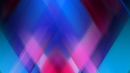 Abstract geometric light beams create a vibrant blue and pink gradient background