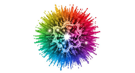 Obraz premium Colorful water splash in the shape of a flower isolated on transparent background, creating a vibrant and dynamic burst of color, perfect for adding a touch of energy and excitement to any design or p