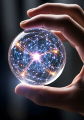 Glowing Sphere Network Held in a Hand
