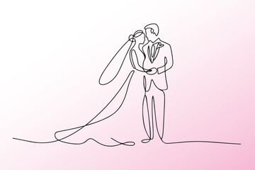 Couple in Love Continuous Line Art