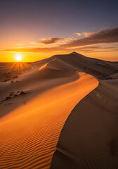 Golden Desert Sand Dune at Sunset