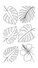 Tropical Leaves in Mobile Ratio Line Art