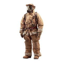 Fototapeta premium Png of firefighter turnout gear with mask isolated on transparent background, a crucial ensemble for hazardous environments