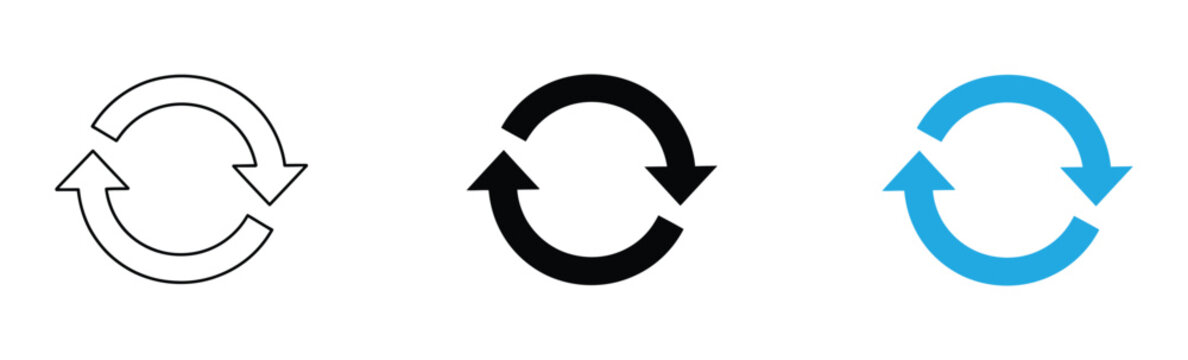 Circle arrow icon set. refresh reload arrow symbol. Recycle, Repeat reload icons set. round arrow.
