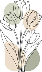 Floral Mobile Ratio Continuous Line Art
