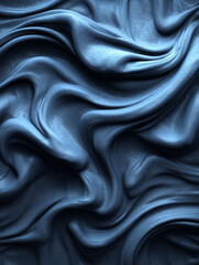 Obraz premium Close-up image of smooth flowing silky fabric with soft folds and shiny surface in elegant deep blue color suitable for fashion, luxury, and textile design themes