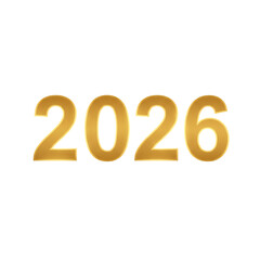 Golden 2026 isolated on transparent background for new year celebration and festive design