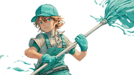 Confident anime character with mysterious blue aura