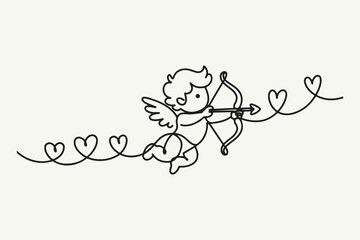 Cute  Cupid Archery birthday greeting card with floral decorations