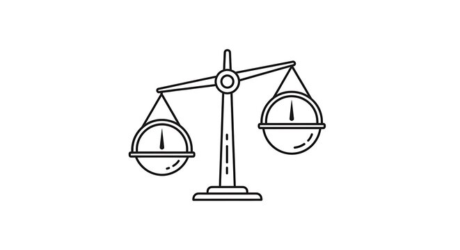 Balance scale illustration showing imbalance, justice and fairness concept.
