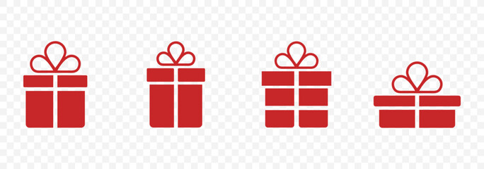 Gift box icons in Trendy Flat style. Gift boxes with ribbon icons Set. Gift box flat line silhouette set.