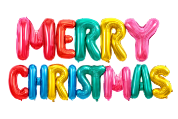 Bright rainbow merry christmas typography design for festive celebrations