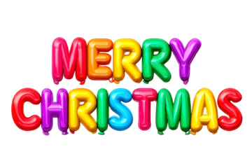 Bright rainbow typography for merry christmas festive design