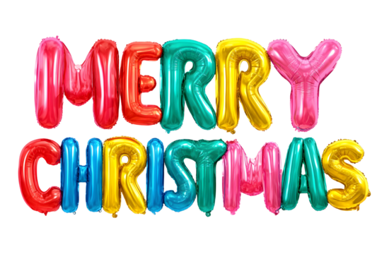 Bright rainbow merry christmas typography design for festive celebrations
