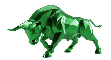 Obraz premium Green bull sculpture isolated on transparent background