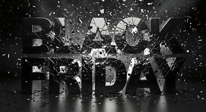 Black Friday Shattered Text Commercial Retail Discount Sale Offer Typography
