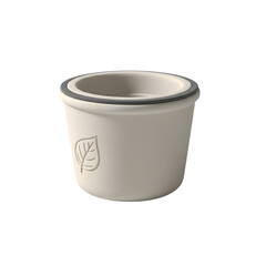 Elegant Beige Ceramic Plant Pot with Leaf Detail for Indoor Gardening
