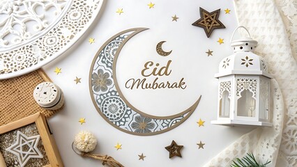 Islamic greetings Eid Mubarak template design with decorative elements. AI GENERATED.