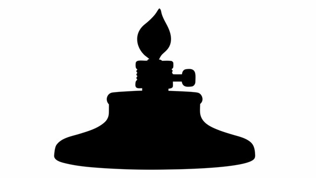 Silhouette of a bunsen burner with a visible flame used for scientific experiments and laboratory work