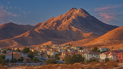 Las Vegas Community. Sunrise Mountain Suburban Residential Area in Nevada