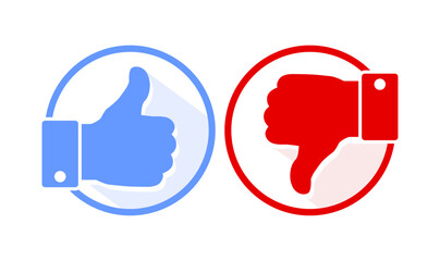 Like and dislike icon. Thumbs up and thumbs down. Mail Icon symbols for web site. Illustration, vector.