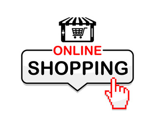 Online shopping icon. Advertising an online store or trading portal, selling goods. Illustration, vector