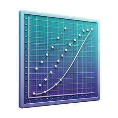 Data chart growth analytics line graph grid gradient teal blue 3d shiny transparent background evokes clarity and focus on metrics and trend