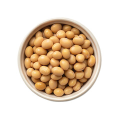 Creamy soybean white bowl top view healthy food protein legume organic raw transparent background