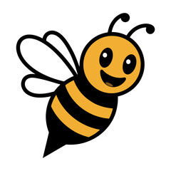 Cartoon Bee Illustration with Happy Expression and Striped Body.