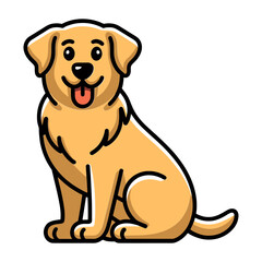 Cartoon Golden Retriever Dog with a Happy Expression.