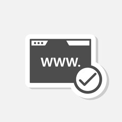 Domain Name Registration simple Icon sticker isolated on gray background