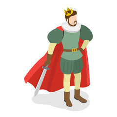 3D Isometric Flat Vector Set of Fairy Characters, Medieval People. Item 1