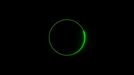 Green circle glow border, alpha channel, seamless loop, abstract glowing neon line cyan color circular lens animation neon light on black background, vertical design - Powered by Adobe