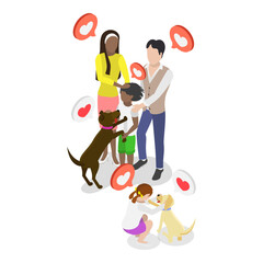 3D Isometric Flat Vector Illustration of Pet Adoption, Charity, Generosity and Kindness. Item 1