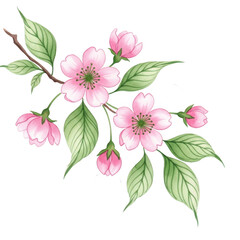Fototapeta premium Delicate pink cherry blossoms on a dark backdrop spring floral art isolated on transparent background