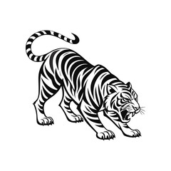 Roaring Tiger Silhouette Illustration