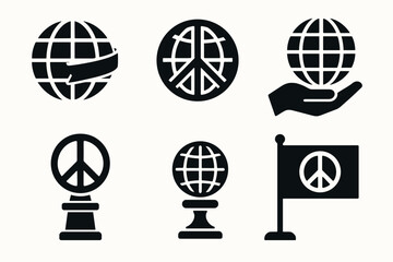Global peace icons simple symbols of unity and harmony