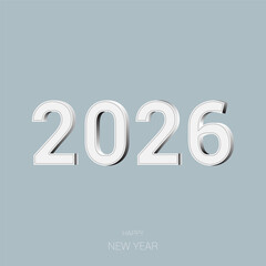 Futuristic Metallic 2026 Typography on White Background