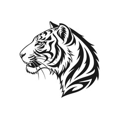 Tribal Tiger Head Silhouette Profile Vector Illustration